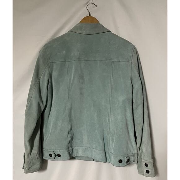 Terry Lewis Women's Suede Jacket Button Pockets Powder Blue Size Medium - Picture 10 of 15